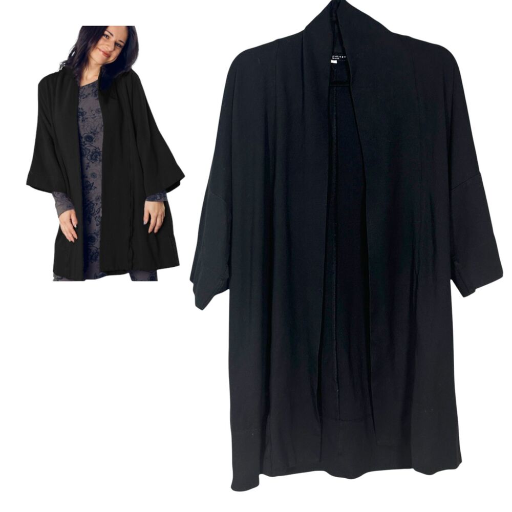 Bryn Walker Marta Coat Black Oversized Slouch Short Sleeve Cardigan Small